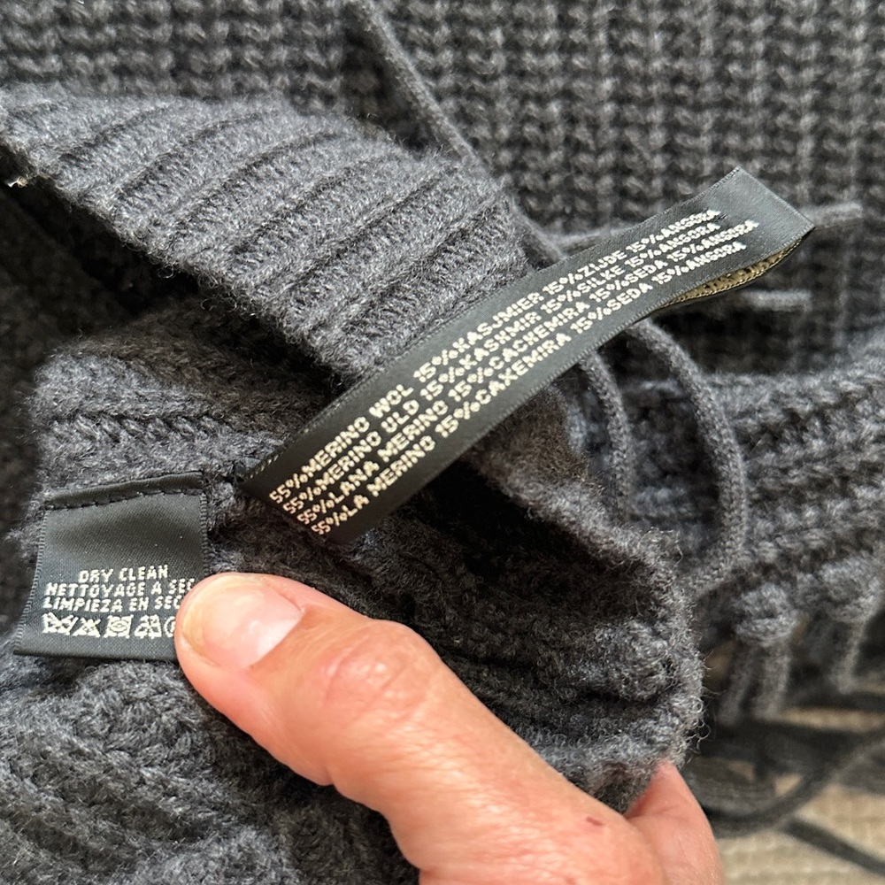 Ralph Lauren Charcoal Turtleneck Fringe Knit Sweater - Picture 5 of 6